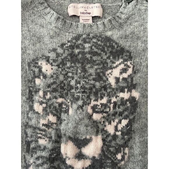 ~ Stella McCartney 3yr Cashmere Silk Sweater for BabyGap Girls Gray Pink Leopard - Picture 2 of 12
